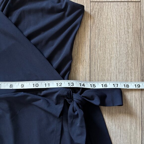 41 Hawthorn Navy Blue Faux Wrap Dress Womens Medium Scandi Minimalist Office - Picture 8 of 13